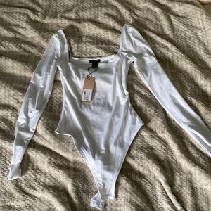 White forever 21 body suit, square neck